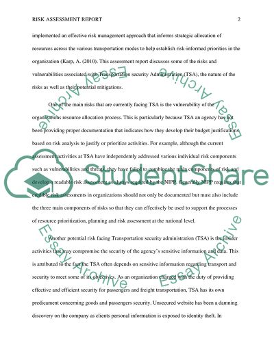 Risk Assessment Report