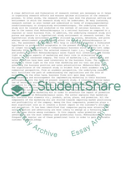 How Does McDonald Promotions and Advertising Affect Their Sales