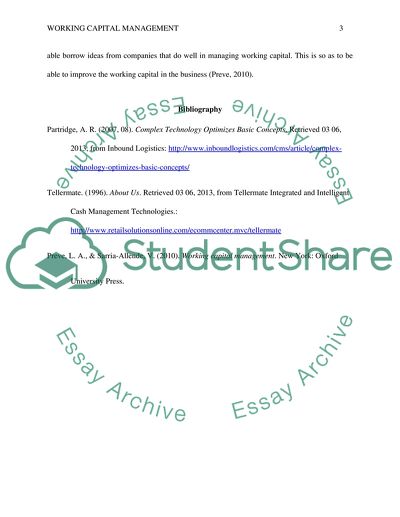 Week 9 Question 1 Working Capital Management