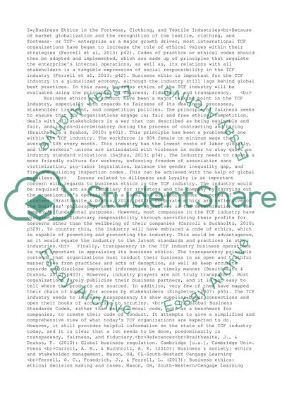 Business Ethics in the Footwear, Clothing, and Textile Industries