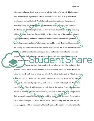 Food revolution(Writing Class)