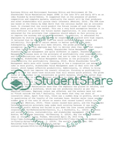 Business ethics and environment