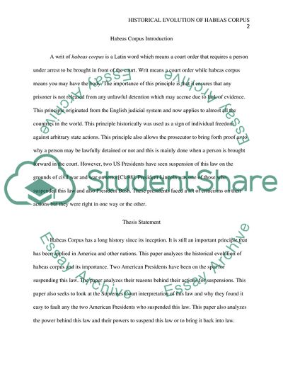 Historical Evolution of Habeas Corpus