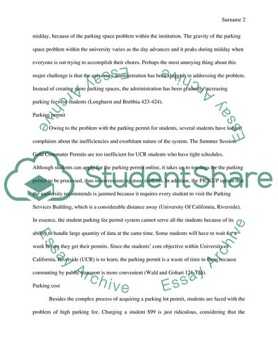 Parking Space Problem at the University of California, Riverside