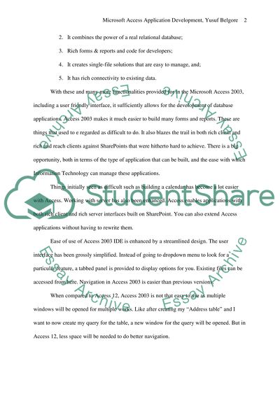 Microsoft Access Applications Development