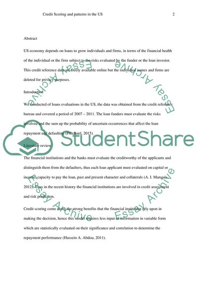 Credit Scoring and Pattern in the US