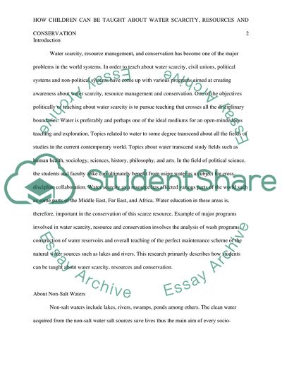 How Children Can Be Taught about Water Scarcity, Resources, and Conservation