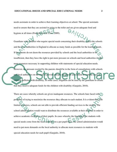 Education Issues and Special Education Needs