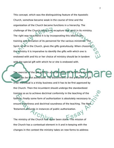 Lay and Ordained Ministry: The Needs of the Church of England Today