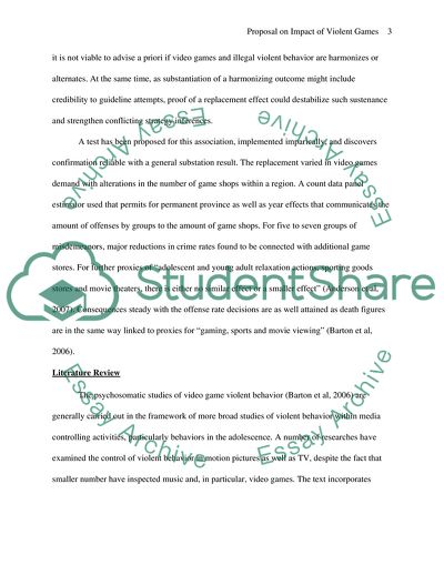 Proposal on Impact of Violent Games