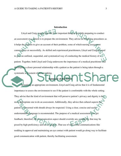 Taking a Patients History