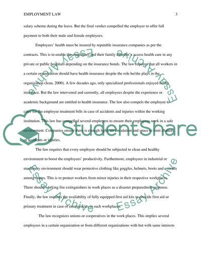 Laws in the Employment Sector