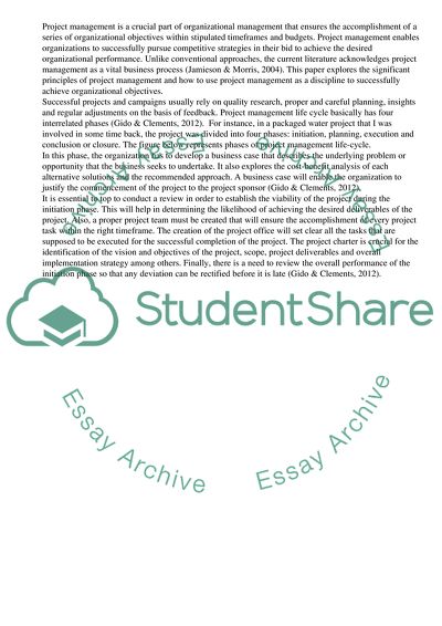 Project Management Life-Cycle and Its Benefits to an Organization