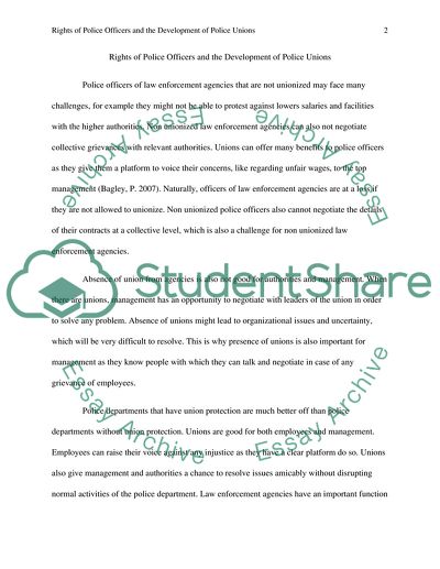 Rights of police officers and the development of police unions