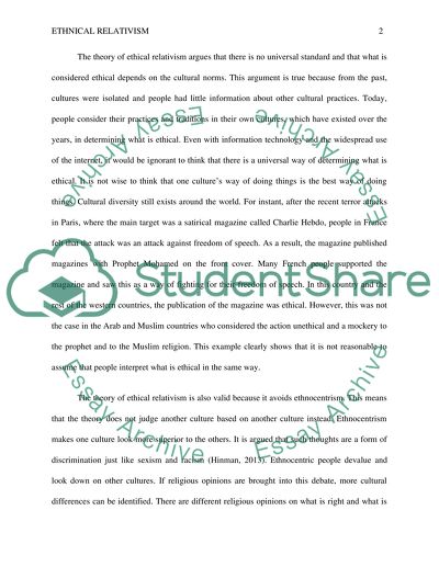 Ethical Relativism and its Beliefs