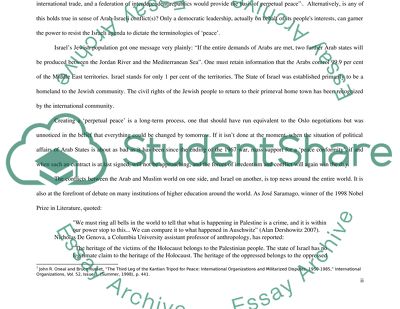 Kants theory of perpetual peace and Arab-Israeli politics