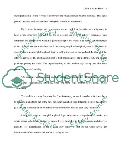 Article on artist Nina Valetova