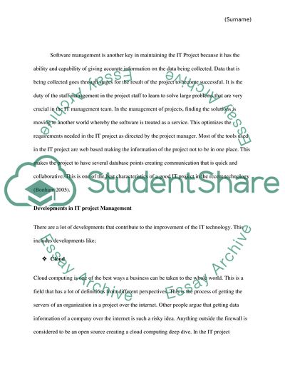 IT Project Management and Information Technology