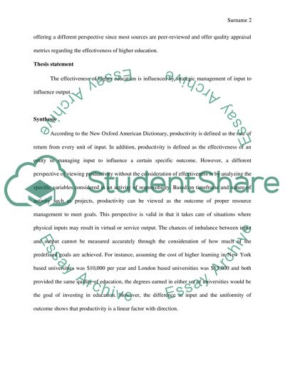 Effectiveness of higher education