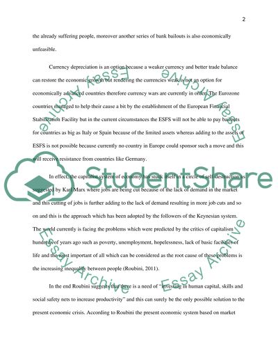 Capitalism - cause of Global Economic Crisis