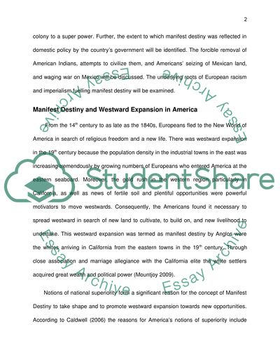 Manifest Destiny and the Forcible Removal of American Indians