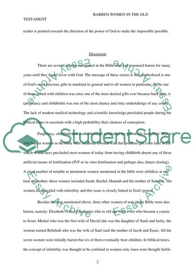 Barren Women in the Old Testament