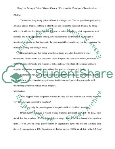 Drug Use amongst Police Officers