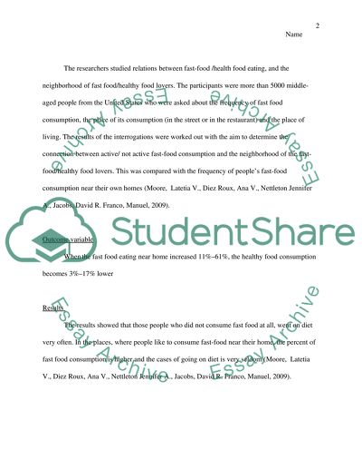 Fast-Food Consumption by Latetia V Moore