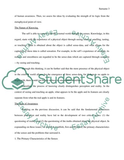 Bertrand Russells Discussion of Reality Begins