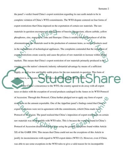 China Measures Related to the Exportation of Various Raw Materials