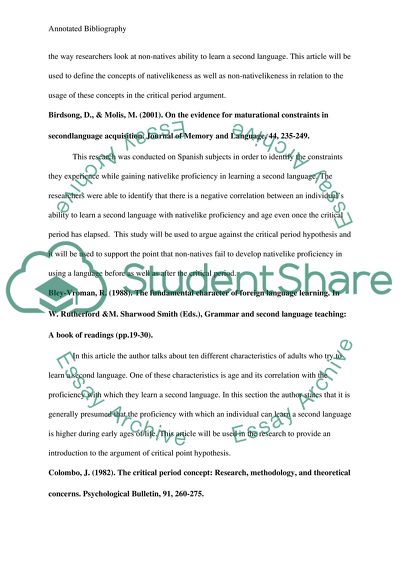 Annotated bibliography