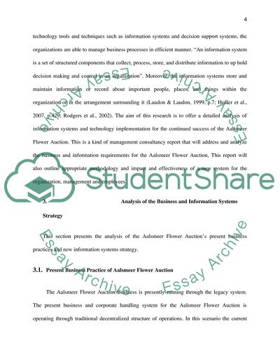 Applying of Modern Information Systems and Technology to Ensure the Success of the Aalsmeer Flower Auction