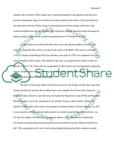 La Marseillaise, the Internationale and The Horst Wessel Song