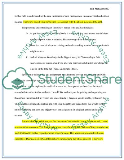 ( pain Management) letter to my subject examiner