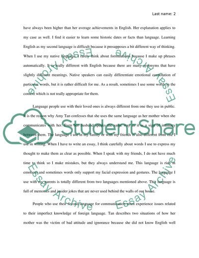 Mother Tongue by Amy Tan