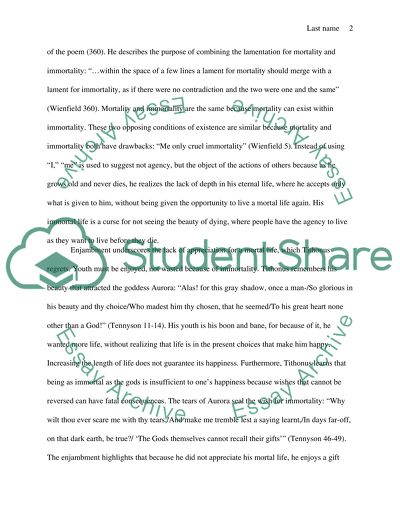 The Mortality in Immortality in Tithonus by Tennyson