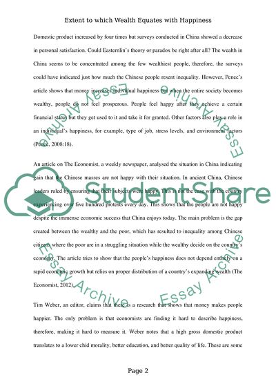 To what extent does wealth equate with happiness