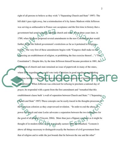 American History and The Seperation of Church and State