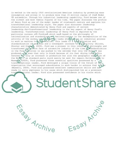 World Leaders - Henry Fords Transformation Leadership