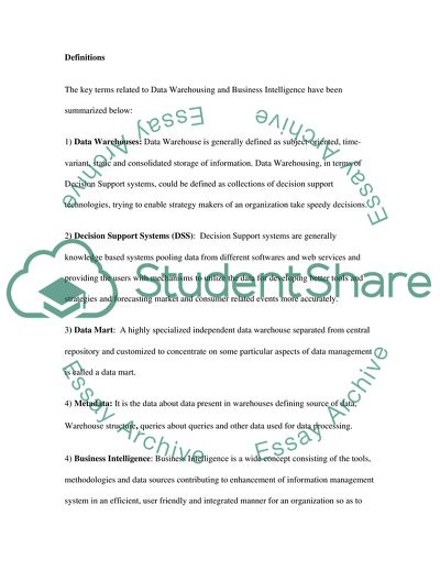 Data Warehousing and Business Intelligence