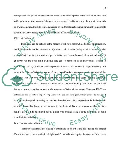 An Analysis of the Ethical Aspects of Euthanasia for Practicing Medical Professionals