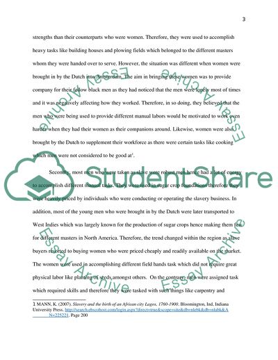 Ways in Which the Experience of Slavery Different From Men and Women