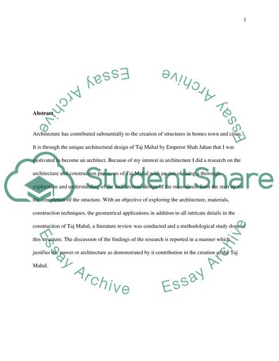 Architectural design of Taj Mahal from scratch to the completion of the structure