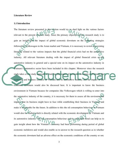 Economic Crisis and Volkswagen Marketing in Asia