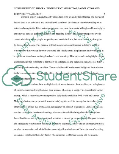 Contributing to Theory: Independent, Mediating, Moderating and Dependent Variables