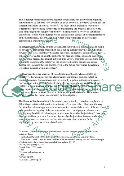 Ultra Vires Doctrine: Judicial the British Constitution