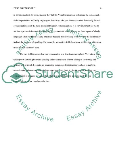 Discussion board in communication class