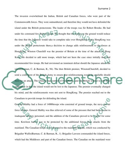 Canadian Defense at the Onset of the Battle of Hong Kong