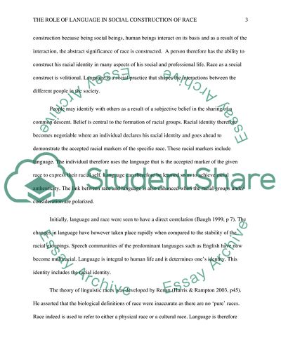 The Role of Language in the Argument that Race is Socially Constructed