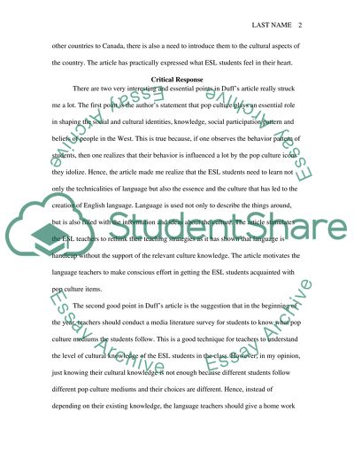 Critical reader response